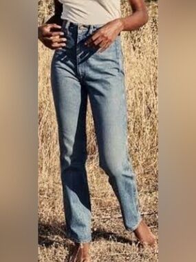 Doen Lena Jeans, super high rise, straight leg, blue, 25